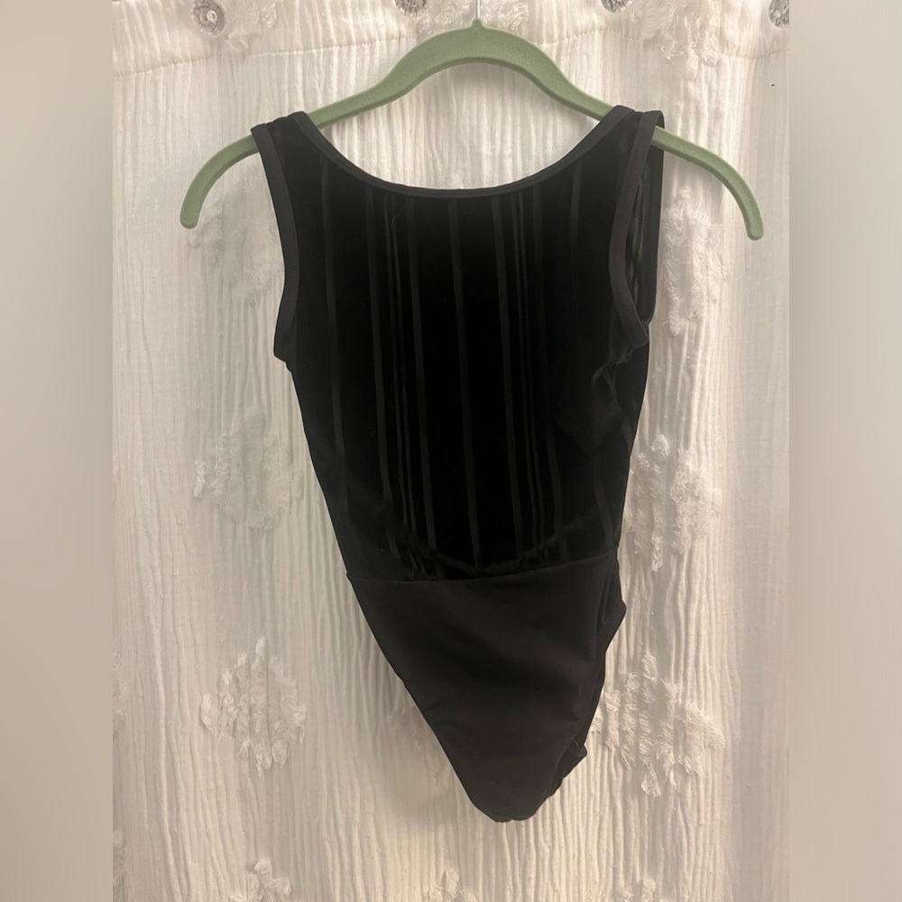 Motionwear black velvet ballet leotard